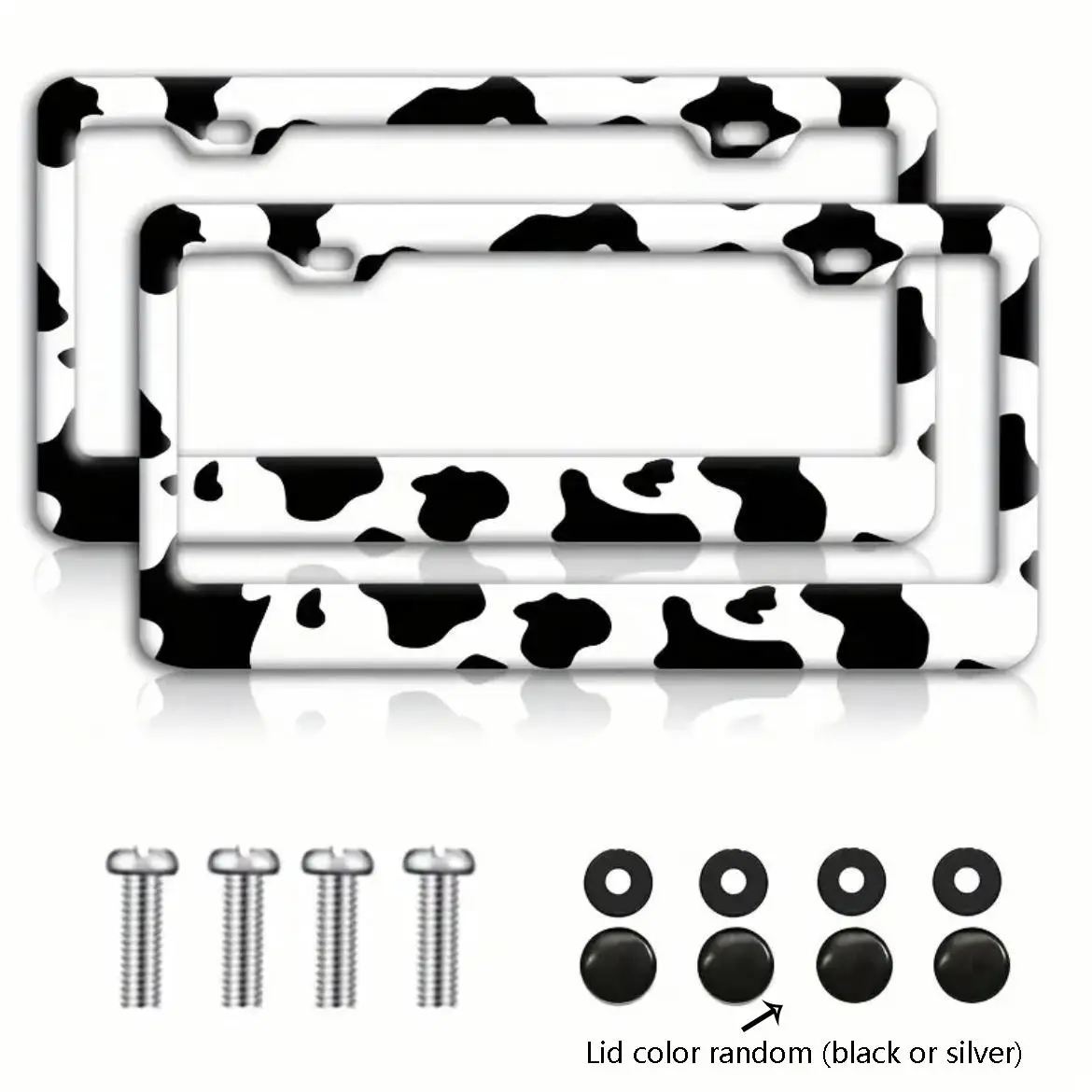 Cow Pattern Car License Plate Holder, Anti-rust & Easy-to-install Car License Plate Holder, Car Accessories for Women & Men