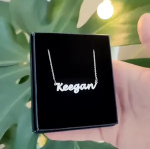 Kids Nameplate Necklace Personalized Gift Cable Chain Cuban Chain Figaro Chain