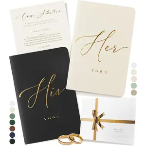 Premium Wedding Vow Book for Her & Him, Soft Touch, Gold Foil, 28 Lined Pages, Wedding Vow Books His and Hers, Wedding Essentials, Wedding Registry Ideas, His and Hers Gifts [Ivory & Black]