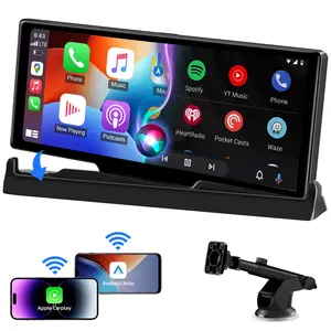【Unique Bracket】 Apple Carplay Screen for Car 10.26 Apple car Play Screen Android Auto Screen for Car w GPS Navigation Voice Control Pantalla para Carros con Bluetooth FM AUX Mirror Link Car Video Players Carplay Touchscreen