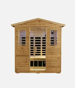 For 3Person Outdoor Far Infrared Sauna Old Fir Wood Mid Infrared Light 1950W