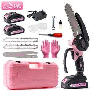 21V Cordless Mini Chainsaw 6-Inch - Compact Handheld Electric Chain Saw with 2 Batteries Security Lock for Efficient Wood Cutting, Tree Trimming, and Pruning - Ideal for Homeowners, Gardeners, and DIY Enthusiasts Tool Kit