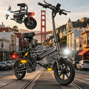 B Lightweight Folding Ebike - New Upgraded 14-Inch Mini Folding Bike, 500W (Peak 750W) Motor Aluminum Frame, 22Mph Top Speed, 40 Mi Long Range, Portable Ebikes for Adults for Campus Commute, Grocery Runs