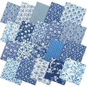 60 Pcs 10 x 10 Inch Blue and White Quilting Squares Chinoiserie Fat Patchwork Chinoiserie Precut Vintage Porcelain Bundles for Christmas DIY Xmas Craft Sewing