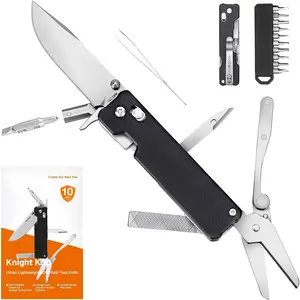 Multitool,11-in-1 Pocket Knife Multi tool with Axis Lock,Serrated Scissors,Tweezers,Awl,4mm 10-in-1 Bit Set for DIY,Repairs,Gifts
