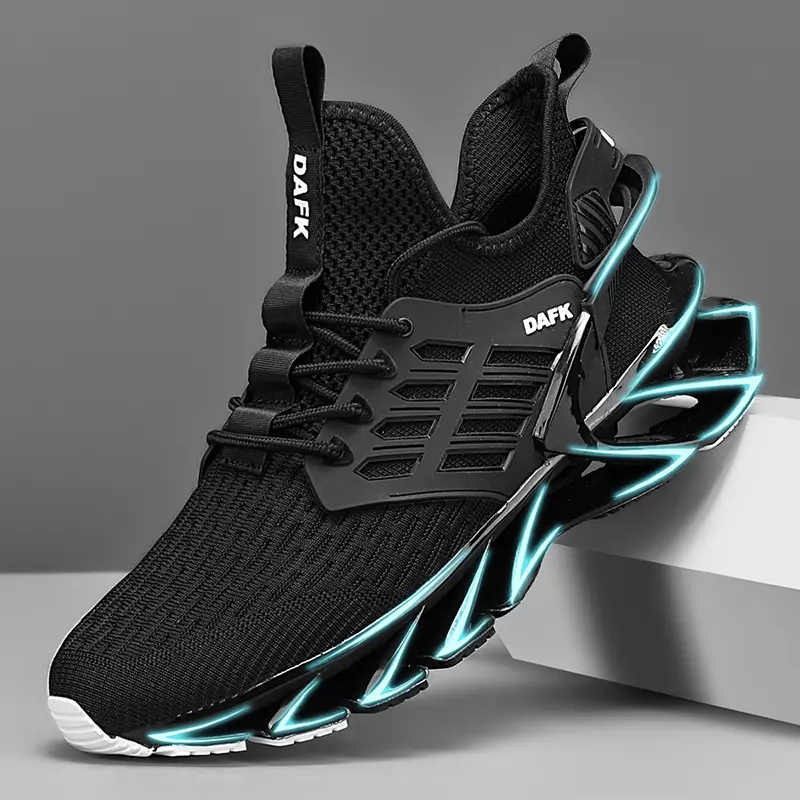 AOPLUS Futuristic Techwear Sneakers for Men & Women. Viral Black Chunky Shoes with Hollow Shock Absorbing Sole. Breathable Knit Athletic Footwear for Cyberpunk Streetwear Aesthetic. The Ultimate Comfortable Running and Walking OOTD.