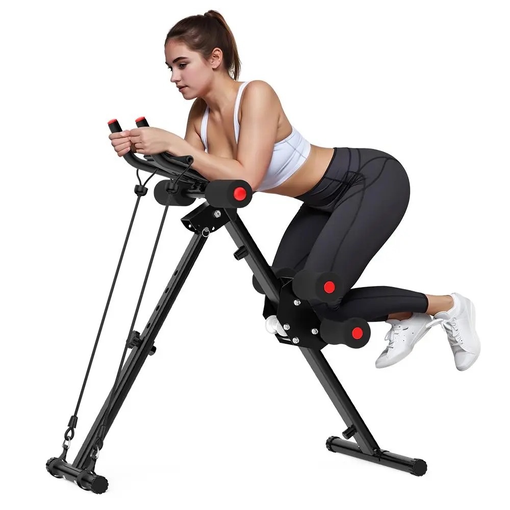 RELIFESPORTS Ab Machine, Foldable Steel Frame Core Workout Trainer for Home Gym, Height Adjustable Fitness Equipment with LCD Monitor, 440 LBS Capacity, Abs Workout Machine