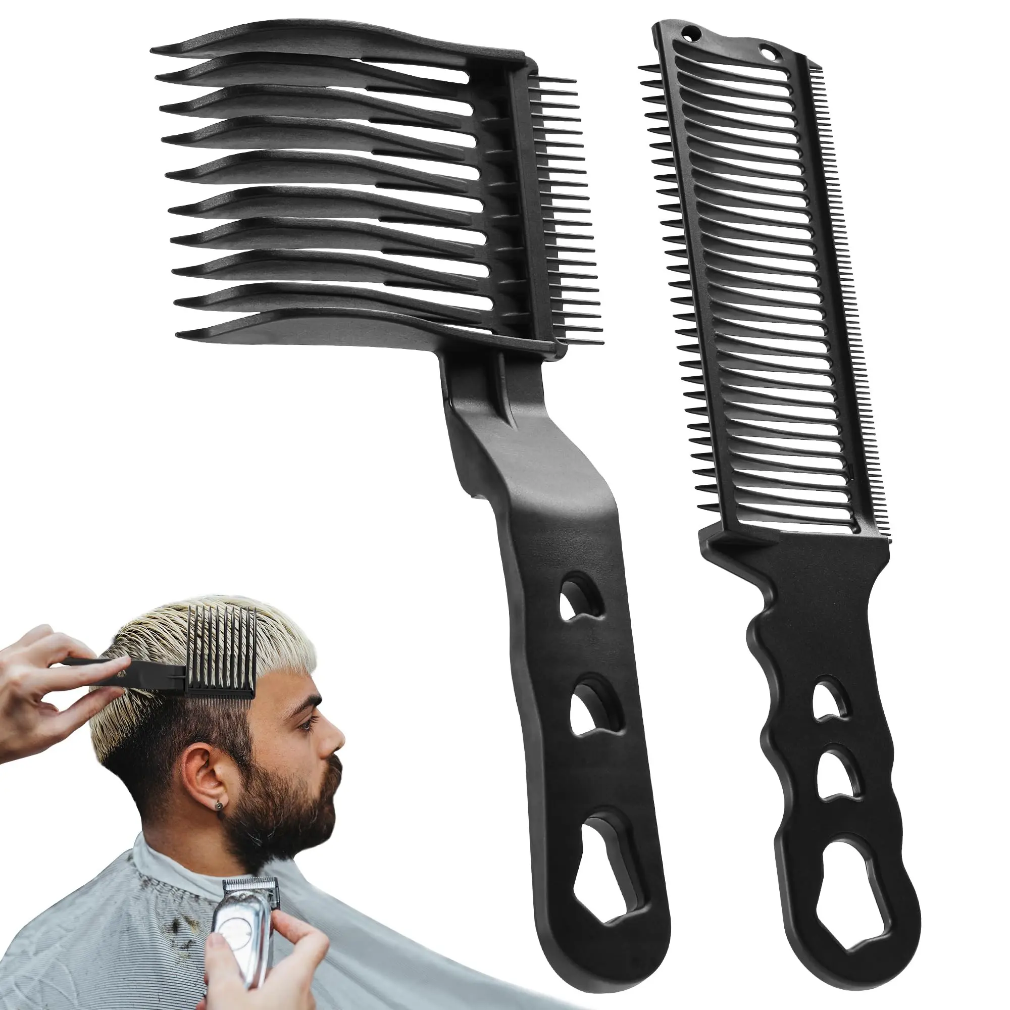 Barber Fade Comb Hair Cutting Clipper Comb 2PCS Heat Resistant and Anti Static Design Professional Salon Hair Styling Tool Ergonomic Style For Home Haircut and Barber Shop Use Barber Use Tools