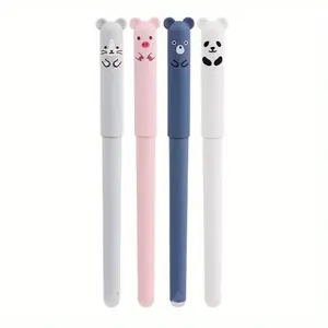 Erasable Gel Pen Set, 4-Count Set of Erasable Gel Pens with/without 20pcs Refills, Cute Bear Design Smooth-Writing Pens for Homeschooling and Office Stationery & Supplies, Refillable Ink Pens, Writing Tools, Work Pens