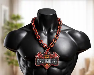 Savannah Fire Fighters Baseball Fan Rally Hype Chain Necklace Pendant Large 32" Necklace