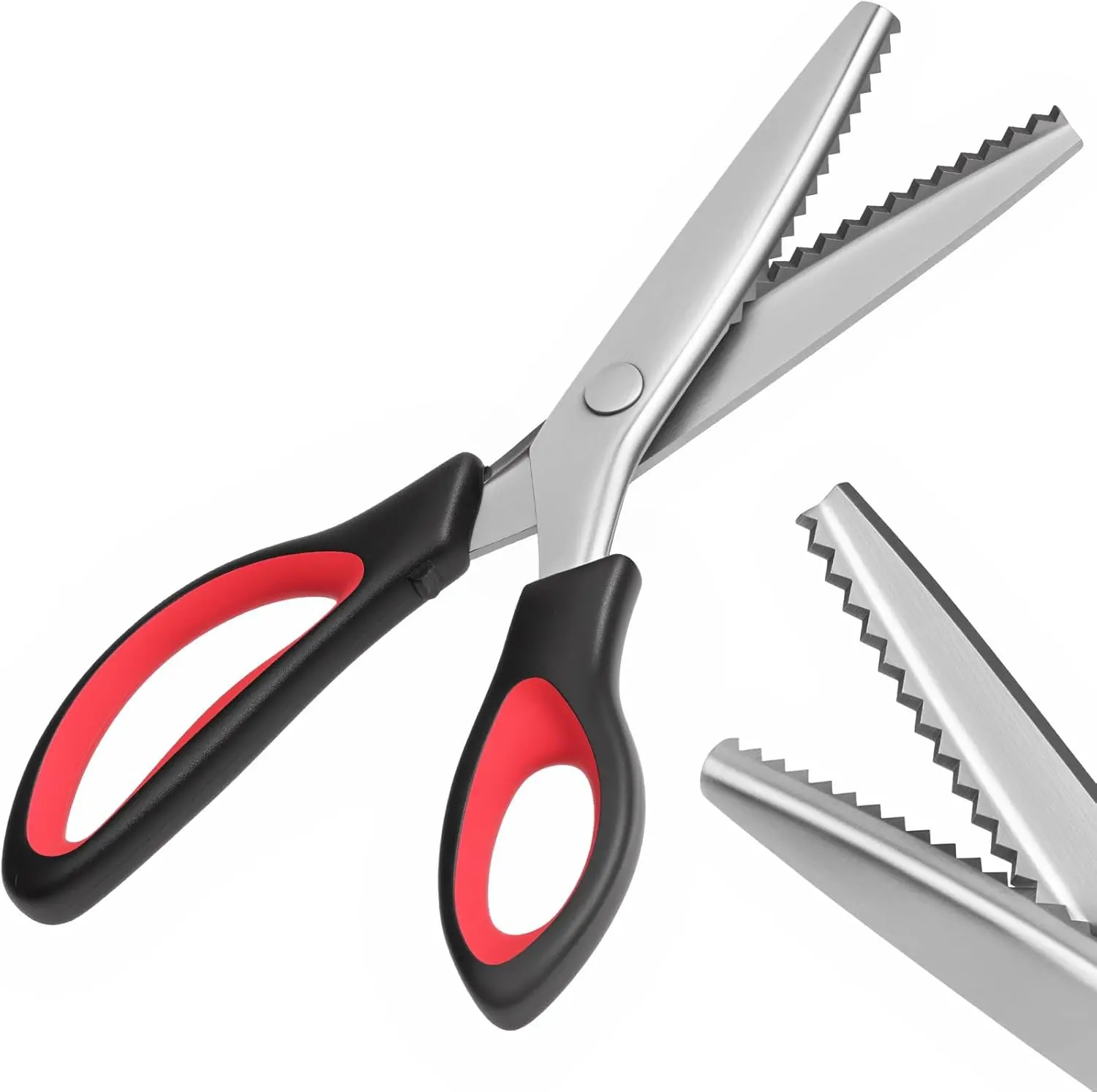 9” Professional Pinking Shears, Handheld Zig-Zag Scissors for Fabric, No-Fray Edging Tool for Sewing & Craft Projects
