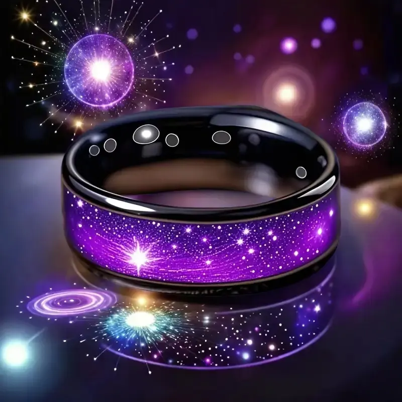 8MM Purple Abalone S Inlay Men's Stainless Steel Ring Unique Women Wedding Engagement Band Hiphop Ring Party Ring Gift