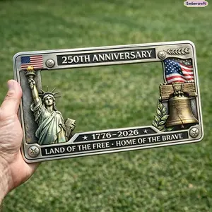 USA 250th Anniversary License Plate Frame, Patriotic American Flag Car Tag Holder for Trucks & Cars, Retro Americana Auto Accessory Gift for Veterans, Father’s Day, Road Trips & Everyday Driving