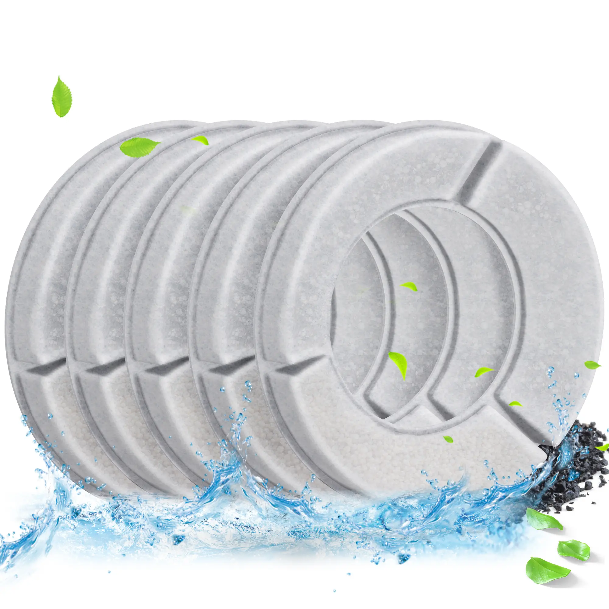 UPSKY 5PCS Dog Water Fountain Replacement Filters, Multi-Layer Coconut Activated Carbon Filter Cartridges, Fits   3L/101oz, 4L/135oz, 5.5L/186oz & 6.5L/1.6    Large Dog Water Dispenser, Eliminates Odor, Slobber & Mold, Fresh Water Filtration Refills