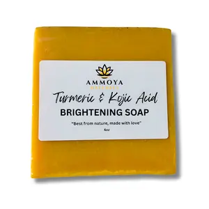 Ammoya Naturals Turmeric & Kojic Acid Brightening Soap - 4 Ounces All-Natural Skincare for Daily Use - Gentle Formula for Even Tone