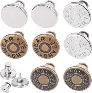 8 Sets Jean Button Pins for Loose Jeans, No Sew  Replacement Snap Tack Pant Button,  and Adjustable Metal Pants Tightener