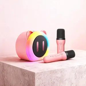 TONOR Mini Karaoke Machine with 2 Wireless Microphones, Portable Bluetooth Speaker, Colorful LED Lights, Ideal for Kids and Adults, Birthday Gift