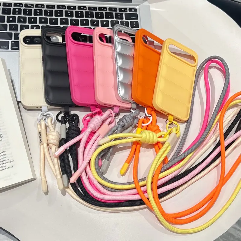 Luxury crossbody lanyard down jacket phone case, full shockproof, stylish and versatile. Detachable long lanyard.For Google Pixel 4/5/6/7/8/9/10 PRO/A/XL.