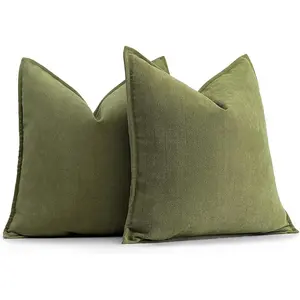 2PCS Chenille Pillow Covers 18x18inch Pillow Cover Block Pillows for Living Room Decorative Neutral Accent Throw Pillow Covers(Without Pillow Insert)