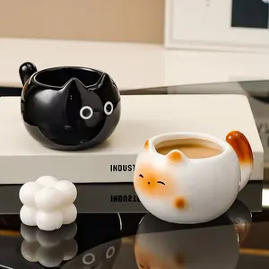 Creative Siamese Cat Ceramic Mug, 7.1oz Coffee Tea Cup, Siamese Cat Pattern, Ideal Gift for Cat Lovers, Funny Accent Mug, New Year Valentine's Day