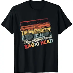 Vintage Radio in Head Music Matching Band Cassette Player T-Shirt