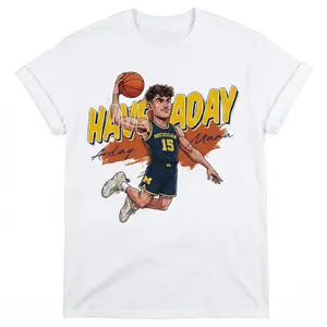 [MADE IN US] Michigan Wolverines Aday Mara T-Shirt - Have A Day Comic Caricature Graphic Tee - Fun Streetwear for College Hoops Fans