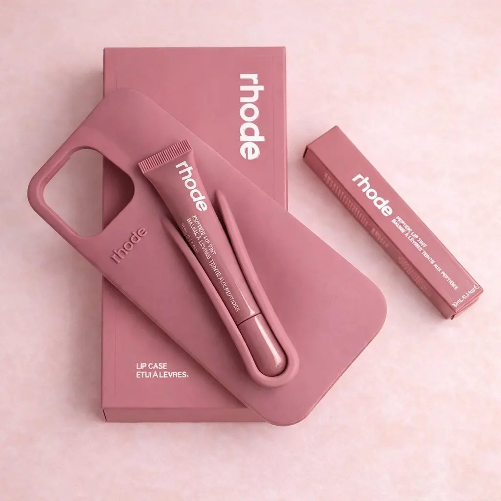 Peptide Lip Gloss Holder iPhone Case with Lipstick Set, Soft Silicone Protective Phone Cover for iPhone 15 14 13 12, Shockproof Camera Protection, Cute Gift for Women Girls