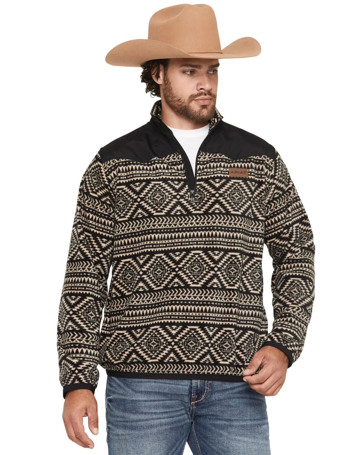 Ariat Men's Men'S Basis Southwest 1/4 Zip-Up Fleece Pullover - 10062486