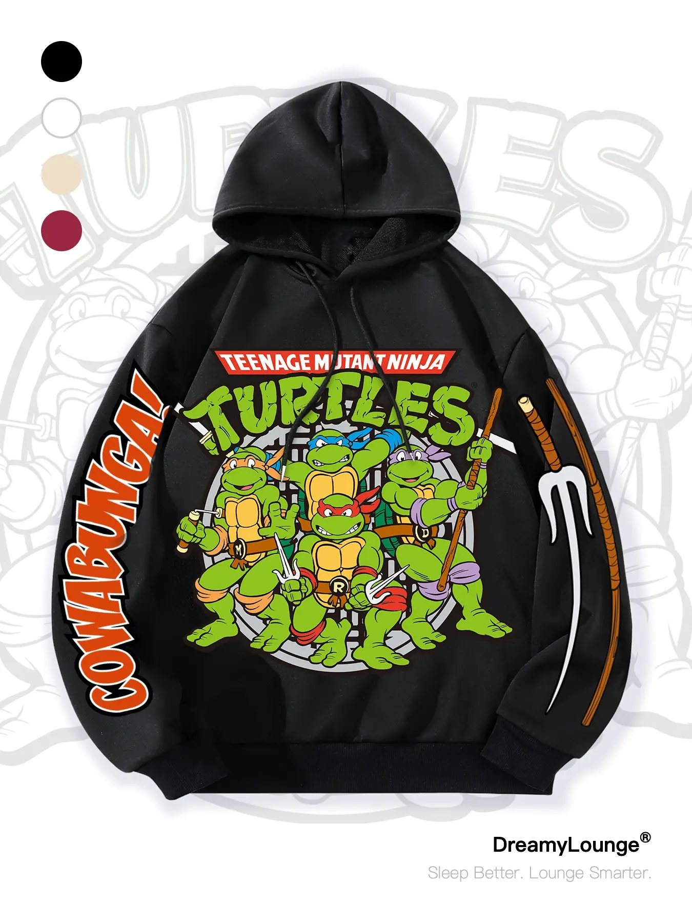 Teenage Mutant Ninja Turtle Heroes Graphic Cartoon Print Hoodie, Pullover, Oversize Loose Fit Casual Wear, Breathable Home & Daily Use, Fall Winter Style, Sweatshirts