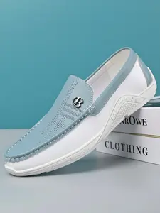 New Men's Trendy Korean Style Slip-On Flat Loafers, Casual British Leather Shoes, One-Step Lazy Design, Perfect for Daily Wear, Rubber