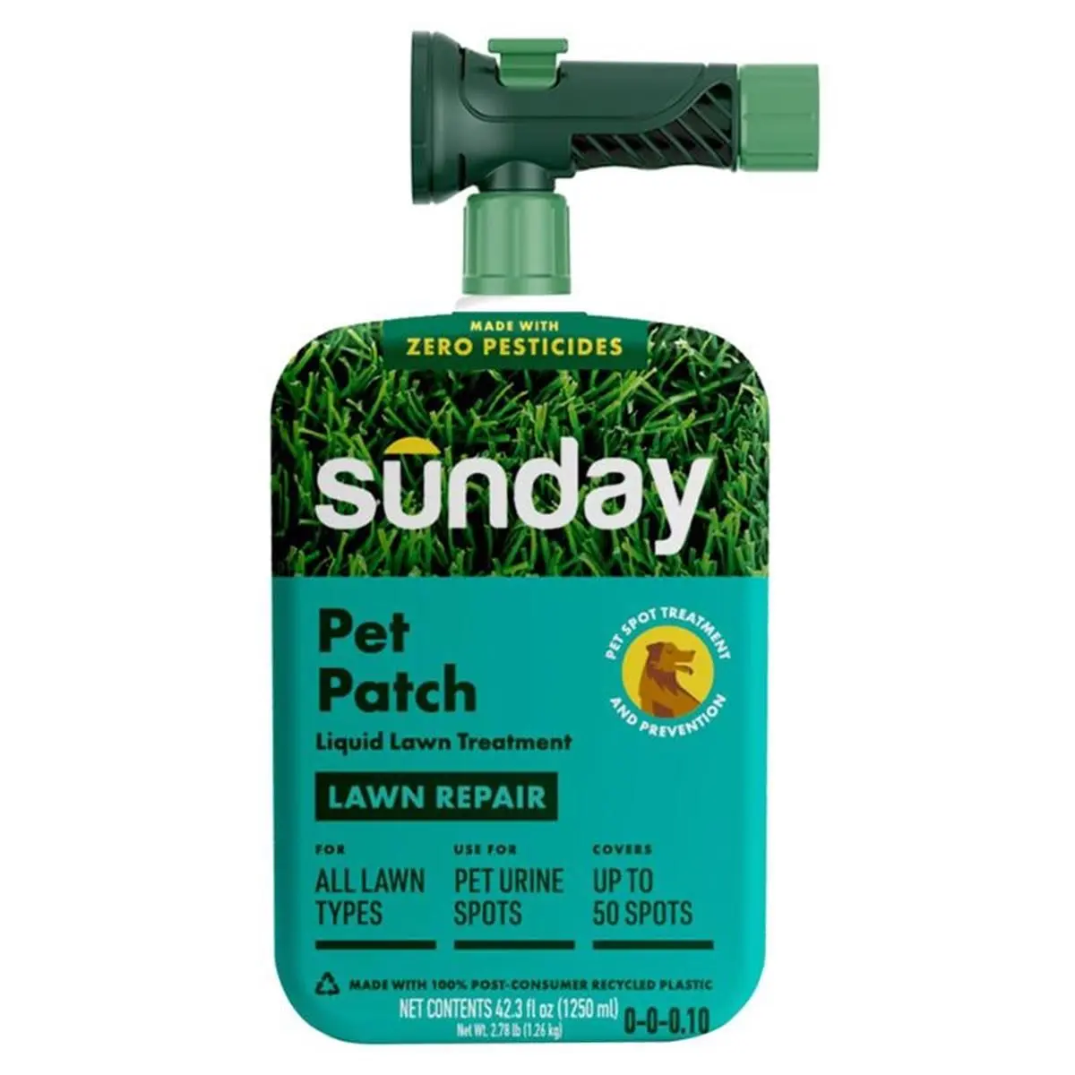 Sunday 7038634 All-Purpose Liquid Lawn Fertilizer with Humic Acid - 2500 sq ft Coverage, 3.08 lbs, 42.3 fl oz, Grass Reviver, All-Grass Spot Repair, No Special Requirements, 42.3 Fluid Ounce