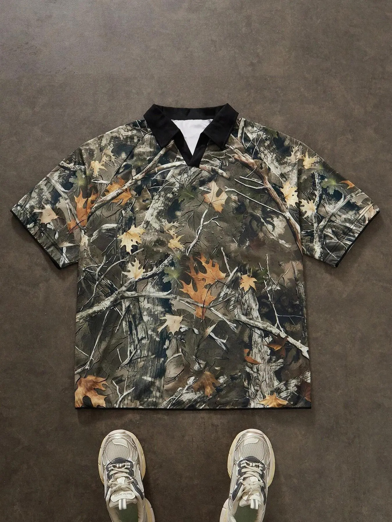 Men's Camo Polo Shirt Short Sleeve, Camouflage, Minimalist Style, All Seasons Wear, Casual Wear, Woven Fabric, Moderate Thickness, Fitted Design, Fitted Polo Shirts