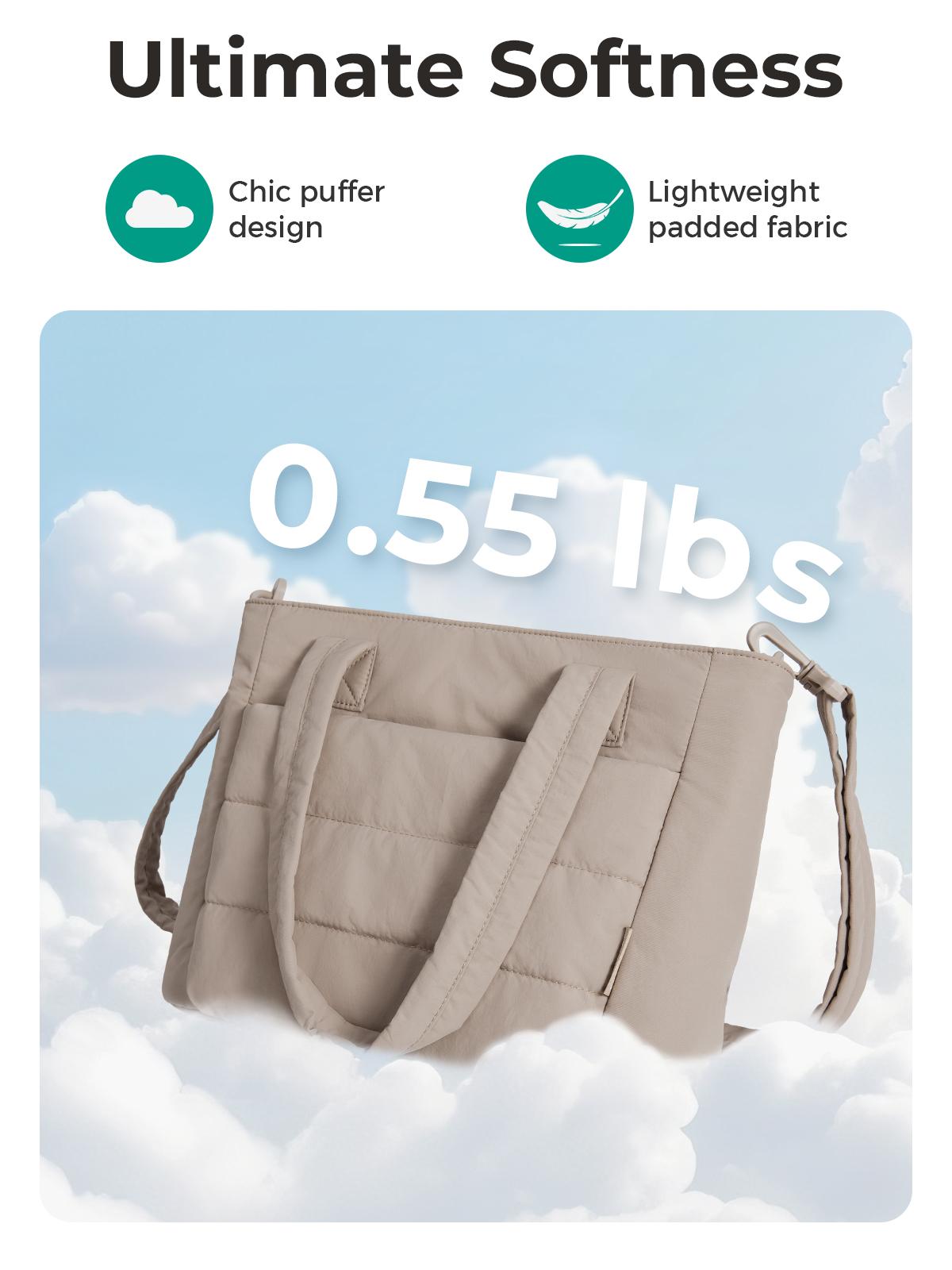 【NEW IN】BAGSMART Upgraded Mini Bubble Puffy Tote Bag Longer Length Added Shoulder Strap Durable Quilted Laptop Tote for Travel Work SpringStatements