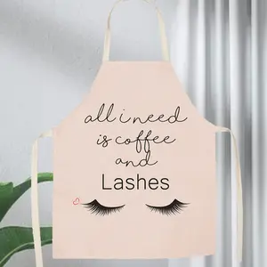 Cute Eye Lash Apron Set, Waterproof Oil-Resistant Kitchen Cleaning Workwear, Restaurant Service Uniforms, Random Style Design