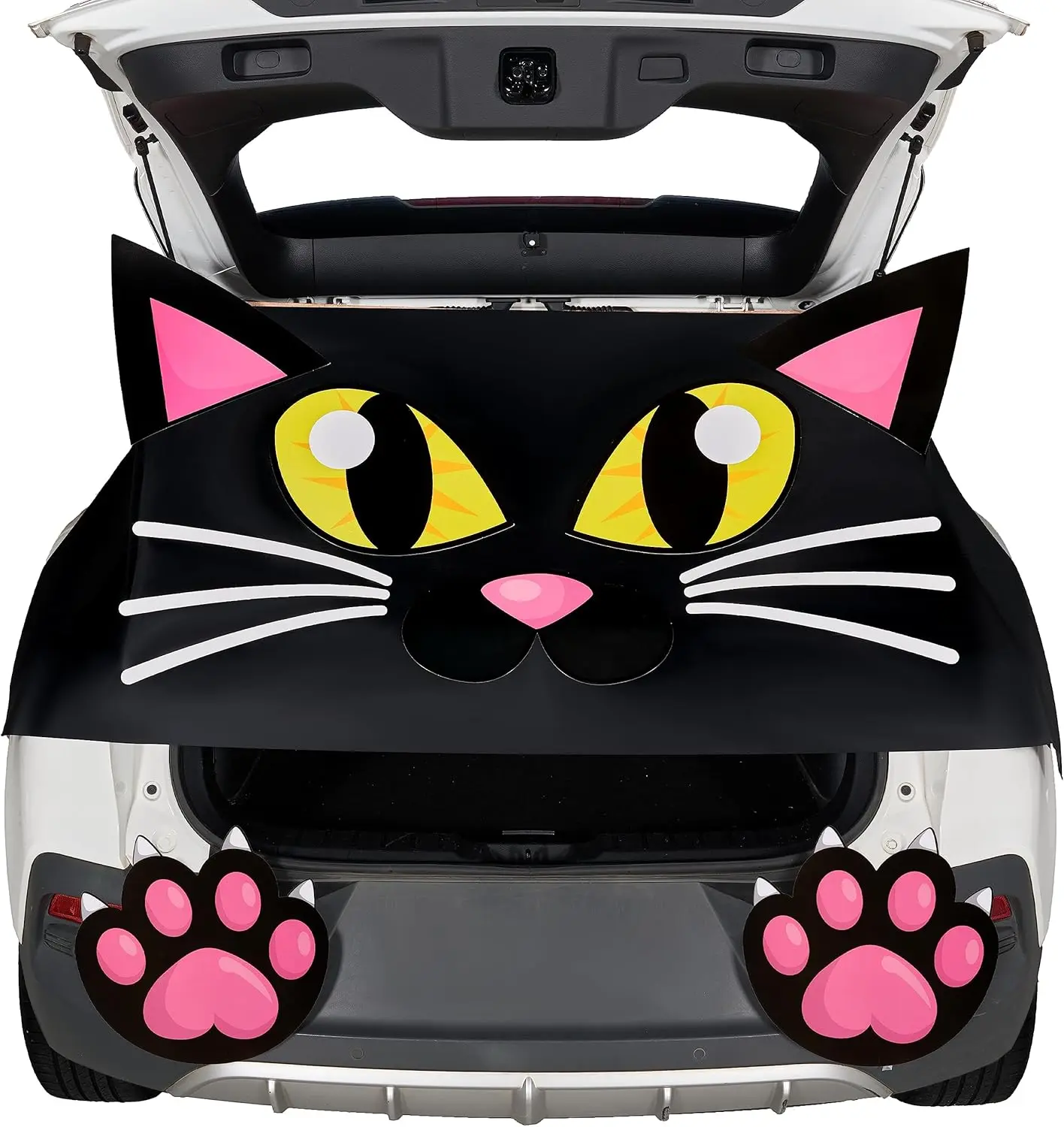 Halloween Cat Trunk or Treat Car Decorations Kit for SUV Van Vehicle Trunk, Cute Halloween Stickers Balloons Hand Head Archway Garage Door Haunted House Outdoor Halloween Decorations Outside