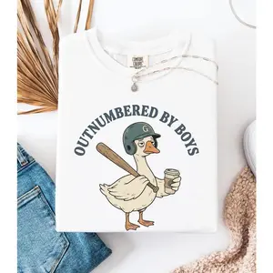 Comfort Colors Funny Boy Mom TShirt, Outnumbered By Boys Tee, Baseball Mom Goose Graphic, Exhausted Mom Gift, Boy Mom Announcement Unisex T-shirt