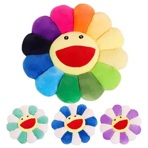 MIUVA Smile Face Flower Plush Pillow, Cute Sunflower Plush Cushion, Soft Decorative Throw Pillow for Sofa, Bed, Chair, Bedroom and Reading Nook Decor