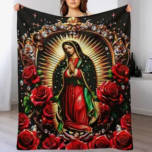 Our Lady of Guadalupe Blanket – Wrapped in Faith, Protected by Grace, Beautiful Catholic Gift for Mom, Grandma, Prayer Room Decor & Spiritual Home Blessing