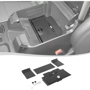 Voodonala for Chevy Silverado 2022-2024 ZR2 Center Console Box Armrest Box Password Lock Compatible with Chevy Silverado 2022-2024 ZR2(Aluminum Alloy,Matte Black)
