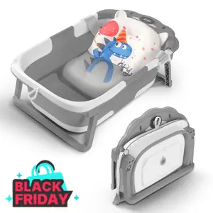 Baby Bathtub,Collapsible Baby Bath Tub with Thermometer & Soft Floating Cushion,Portable Travel Baby Bathtubs for Newborns to Toddlers 0-36 Months