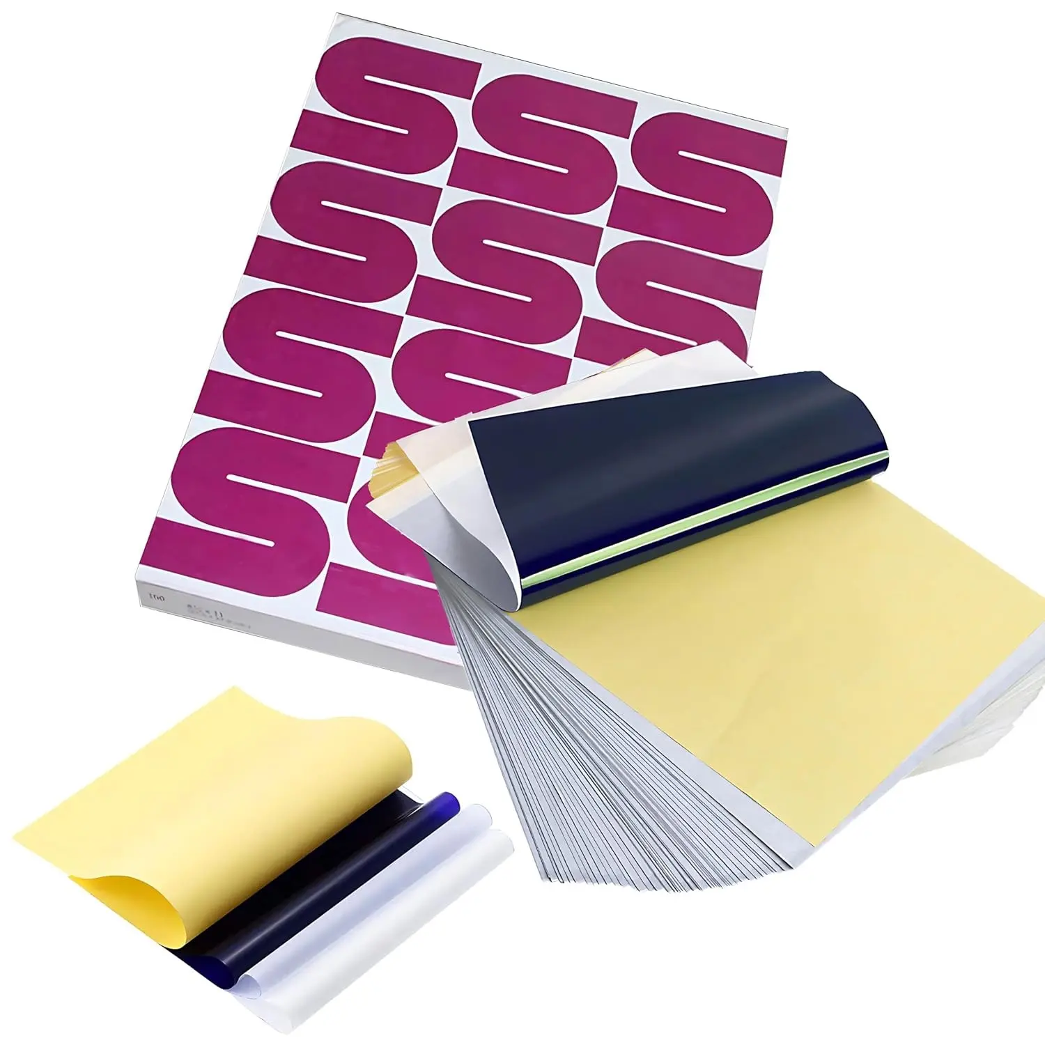 100 Sheets Tattoo Transfer Paper – 4-Layer Thermal Stencil Paper for Tattoo Artists & Beginners – A4 Size, Clean, Long-Lasting Transfer Easy Application
