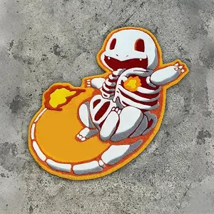Trendy Charmander Skull Floor Mat, Cartoon Pattern Rug, Bedroom Rugs, stylish and cool design, perfect for bedroom beds, non-slip and durable, ideal for gaming rooms/male bedrooms, thickened, soft and easy to clean