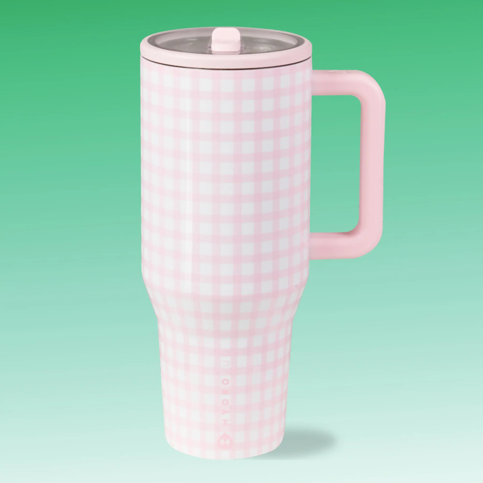 HydroJug Traveler | Pink Gingham 32oz/40oz Stainless Steel Insulated Tumbler with Leak-Proof Straw Lid
