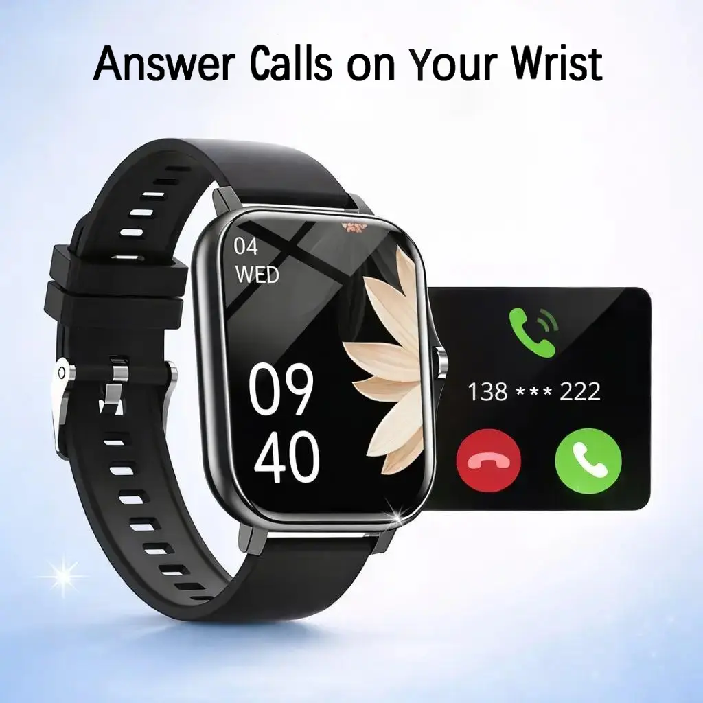 Smartwatch with Wireless Calling & Dialing, Multiple Sports Modes, App Notifications, Alarm Reminder and Music Playback, Compatible with iPhone and Android, Multifunctional Smart Watch #GLOBAL PICKS o Watch with Calls, Heart Rate Tracking Smart Watches, B