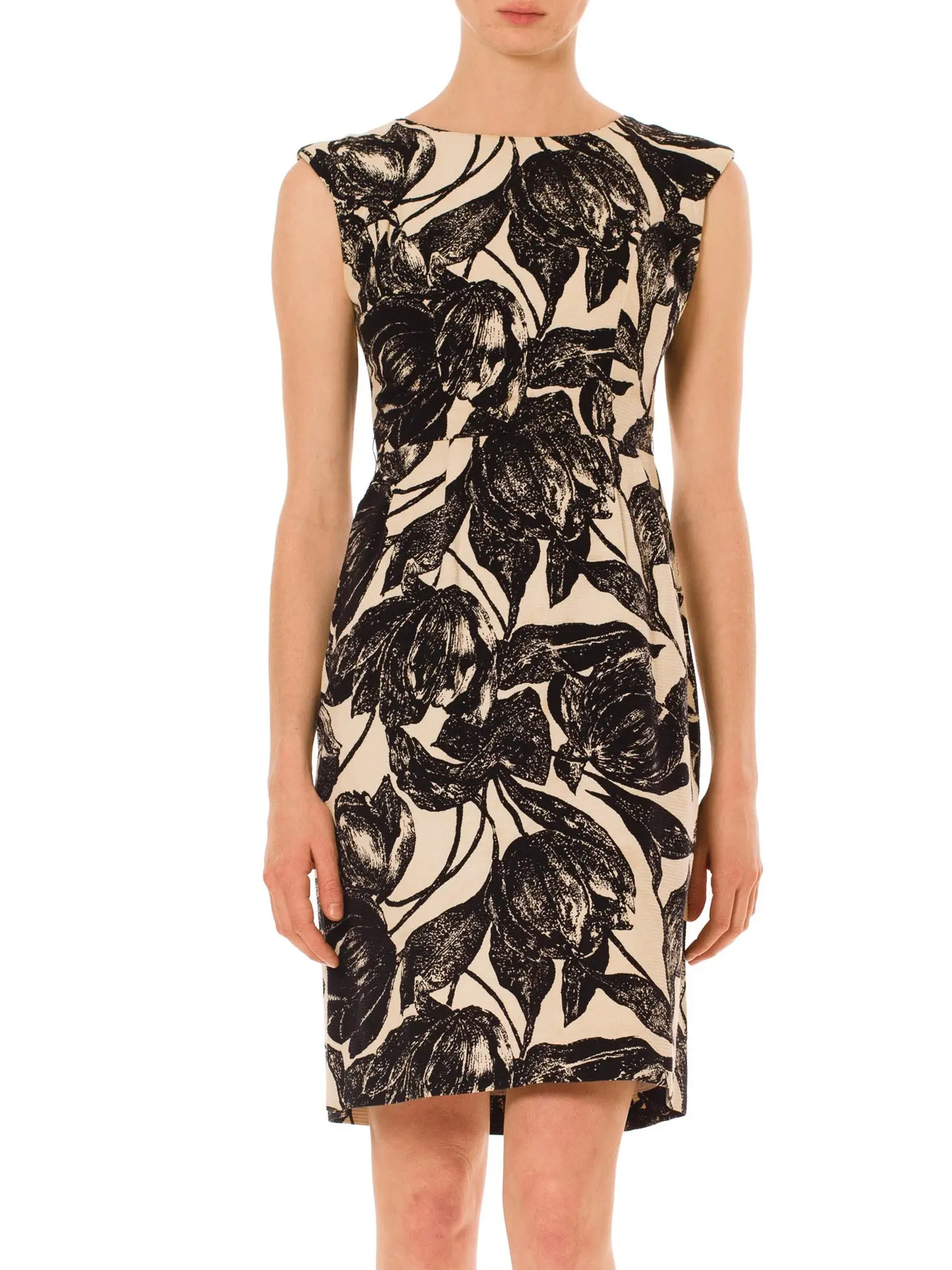 1960S Black & White Floral Cotton Ottoman Mod Shift Dress