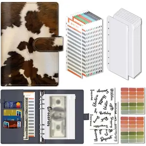 Budget Binder, Cute A6  Saving Binder with Zipper Envelopes, PU Leather  Organizer for , Expense Budget Sheets and  Envelopes for Budgeting Retro Brown Cowhide