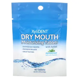 XyliDENT Dry Mouth Moisturizing Tablets with Xylitol, Peppermint , 40 Tablets, 0.70 oz (20 g)