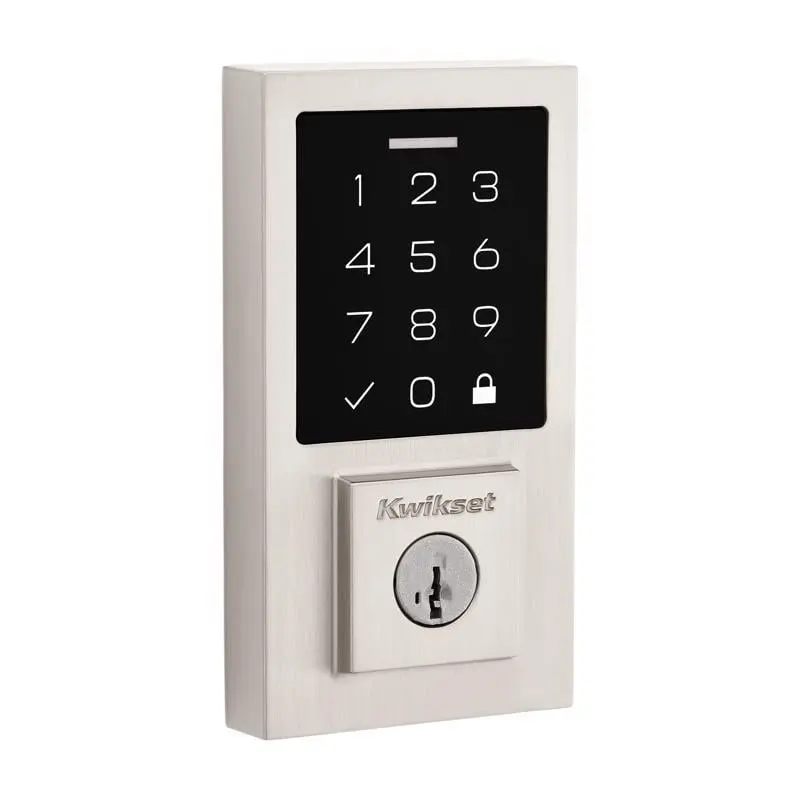 Kwikset 5057274 270 Electronic Metal Touch Pad Deadbolt Smart Door Lock - Satin Nickel, Home Security Automatic Lock with 2-3/4 in. & 1 in. Sizing, Designer Styles