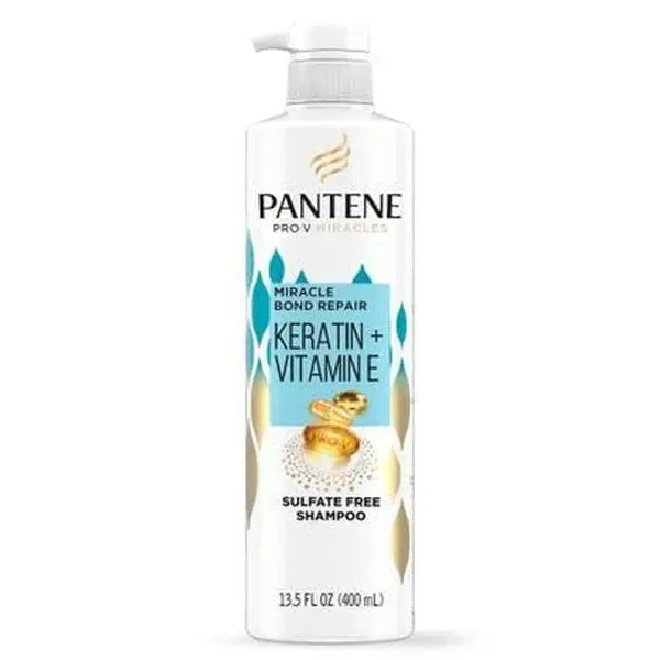 PANTENE Miracle Bond Repair Keratin + Vitamin E Sulfate-Free Shampoo, 13.5 Ounce