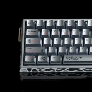 Metal Textured Dye-Sublimation PBT Keycaps, 127 Keys Full Set Cherry Profile, Hollow Aluminum DIY Key Caps, Cool Gaming Aesthetic, Universal Fit 60% 75% 100% Mechanical Keyboard, Compatible with Cherry MX Switches summervibes